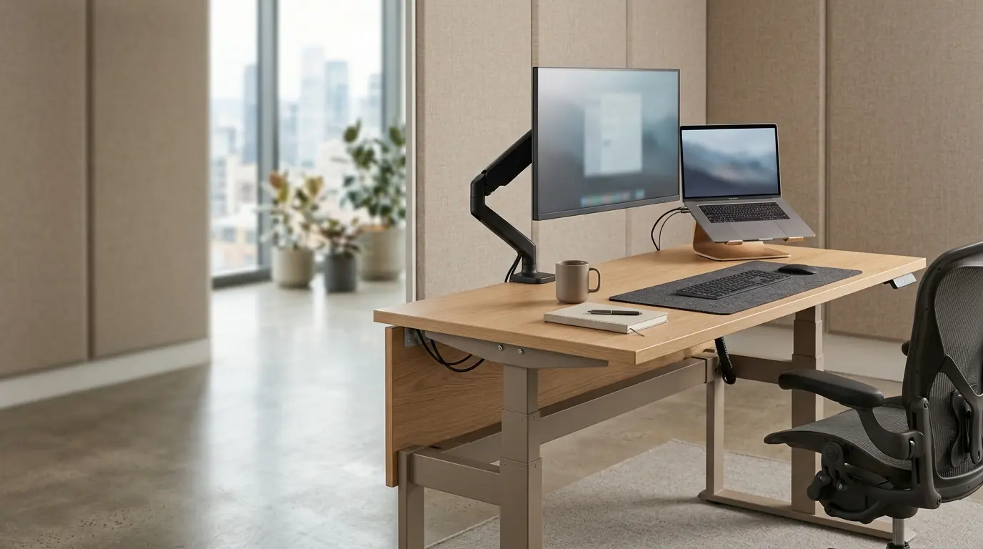Meja Elektrik dan Kursi Kerja Ergonomis untuk Perlengkapan Kantor