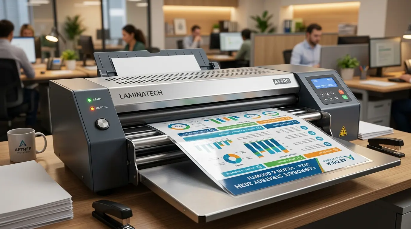 Pres dokumen menggunakan mesin laminating A3 dari penyedia Perlengkapan Kantor