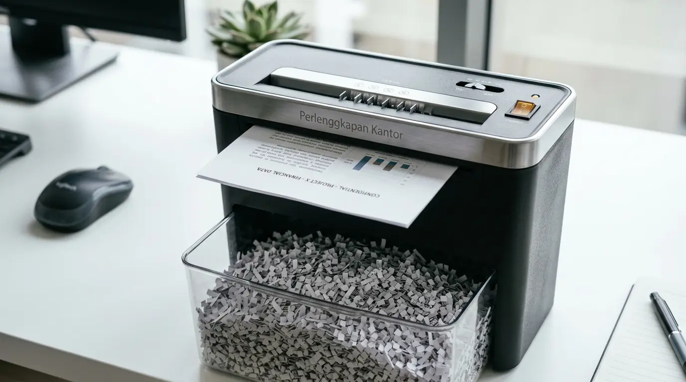 Penggunaan paper shredder mini meja elektrik hemat daya untuk penghancuran dokumen rahasia