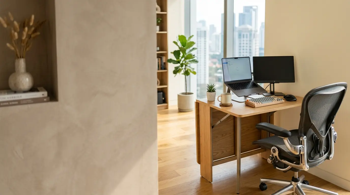 Promo paket WFH murah meja lipat dan kursi ergonomis mesh gratis ongkir Jakarta