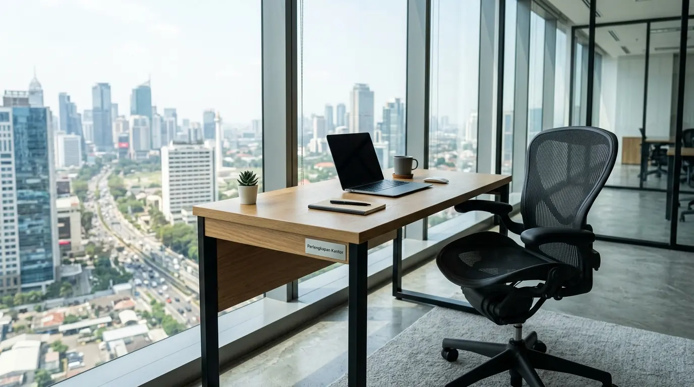 Set meja dan kursi belajar kerja ergonomis dengan desain hemat tempat